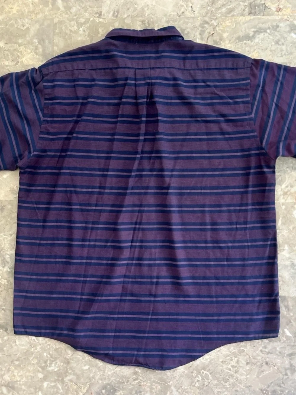 Vintage 90s Levi’s Striped Button Up Shirt XL Purple Blue Short Sleeve